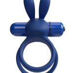 4T Ohare XL Rechargeable Silicone Rabbit Vibrating Cock Ring - Blueberry