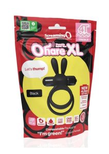 4T Ohare XL Rechargeable Silicone Rabbit Vibrating Cock Ring - Black