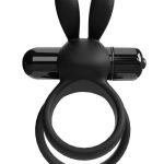 4T Ohare XL Rechargeable Silicone Rabbit Vibrating Cock Ring - Black