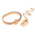 Master Series Cuffed Locking Bracelet and Key Necklace - Rose Gold