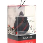 Bloomgasm Black Kiss Rimming Rose Rechargeable Silicone Clitoral Vibrator - Black/Red