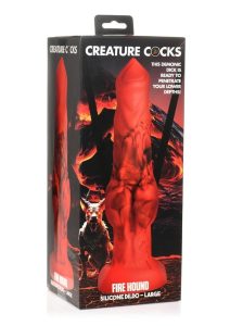 Creature Cocks Fire Hound Silicone Dildo - Large - Red/Black