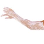 Leg Avenue Seamless Opera Length Floral Net Gloves - O/S - White