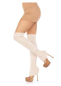 Leg Avenue Extra long Ribbed Knit Leg Warmers - O/S - Ivory