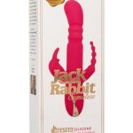 Jack Rabbit Signature Heated Rechargeable Silicone Triple Fantasy Rabbit Vibrator - Pink