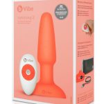 B-Vibe Rimming Plug 2 Rechargeable Silicone Anal Plug with Remote - Orange