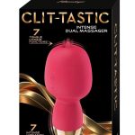 Clit-Tastic Intense Dual Massager Rechargeable Silicone Vibrator with Clitoral Stimulator - Coral