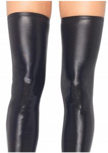 Leg Avenue Wet Look Thigh Highs - Small/Medium - Black