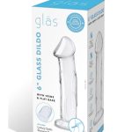 Glas Dildo Glass with Veins and Flat Base 6in - Clear