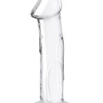 Glas Dildo Glass with Veins and Flat Base 6in - Clear