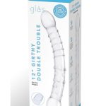 Glas Girthy Double Trouble Glass Dildo 12in - Clear
