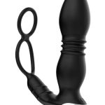 Ass-Sation Remote Thrusting Rechargeable Silicone Power Plug - Black