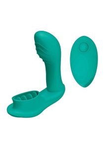 Blaze Remote Control Satisfier Rechargeable Silicone Mini Vibrator - Aqua