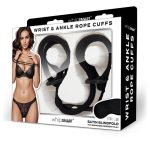 Wrist and Ankle Rope Cuffs with Eye Mask - Black