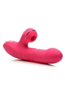 Shegasm Pro-Thrust Thrusting Suction Rechargeable Silicone Rabbit Vibrator - Pink