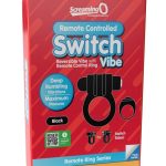 Screaming O Switch Remote Controlled Silicone Rechargeable Vibrating Ring - Black