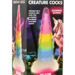 Creature Cocks Uni-Glow Glow-in-the-Dark Silicone Dildo - Rainbow