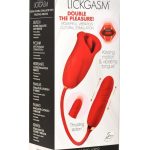 Lickgasm Magic Kiss Kissing Rechargeable Silicone Clitoral Stimulator with Thrusting Vibrator - Red