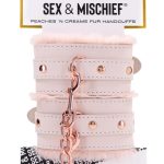 Sex and Mischief Peaches n CreaMe Fur Handcuffs - Ivory/Rose Gold