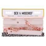 Sex and Mischief Peaches n CreaMe Fur Collar andamp; Leash - Ivory/Rose Gold