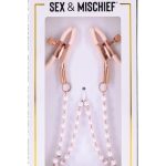 Sex and Mischief Peaches `n CreaMe Pearl Nipple Clamps - Ivory/Rose Gold
