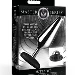 Master Series Butt Slut Metal and Silicone Butt Plug - Silver/Black