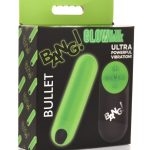 Bang! 28X Glow in The Dark Rechargeable Silicone Bullet with Remote - Green