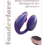 Love to Love Wonderlover Rechargeable Silicone Dual Vibrator with Remote - Iridescent Night Blue