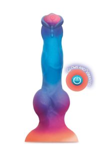 Alien Nation Glo-Spot Silicone Glow-in-The-Dark Vibrating Dildo - Blue/Pink
