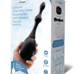 AquaClean 150ML One Way Valve Douche with Anal Bead Nozzle - Black