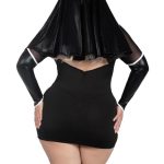 Leg Avenue Holy Hottie Set Boned Garter Dress with Cross Accents and Nun Habit (2 Piece) - 1X/2X- Black/White