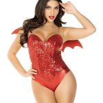 Leg Avenue Devil Kit Rhinestone Devil Wings and Horn Headband (2 Piece) - O/S - Red