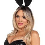 Leg Avenue Bunny Kit Pin-On Tail and Bendable Satin Ear Headband - O/S - Black/White