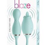 Blaze Exciter Rechargeable Silicone Dual Stimulating Vibrator - Aqua