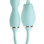 Blaze Exciter Rechargeable Silicone Dual Stimulating Vibrator - Aqua