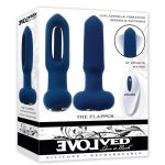 The Flapper Rechargeable Silicone Anal Plug with Remote Control - Blue