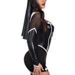 Leg Avenue Holy Hottie Set Boned Garter Dress with Cross Accents and Nun Habit (2 Piece) - Medium - Black/White