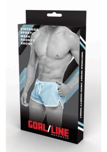 Goal Line Side Split Mesh Booty Shorts - Large/XLarge - Blue