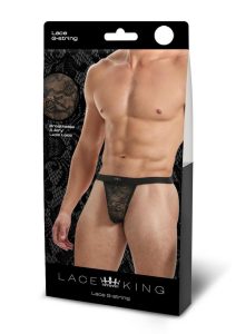 Lace King Lace G-String - Medium/Large - Black