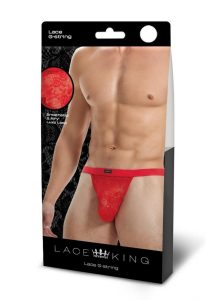 Lace King Lace G-String - Medium/Large - Red