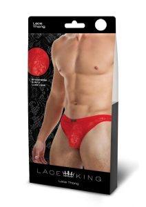 Lace King Lace Thong - Large/XLarge - Red