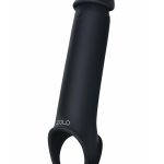 Zolo Vibrating Remote Control Silicone Rechargeable Penis Extender Strap-On - Black