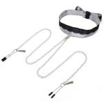 Fifty Shades of Grey Play Nice Satin and Lace Collar andamp; Nipple Clamps - Silver/Black