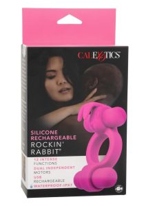 Silicone Rechargeable Rockin` Rabbit Cock Ring - Pink