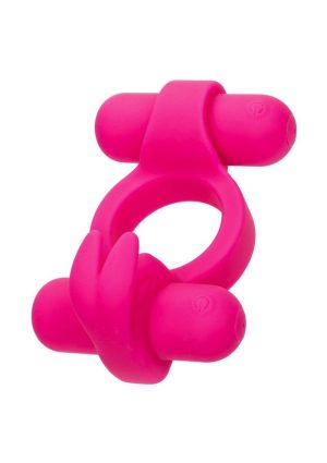 Silicone Rechargeable Rockin` Rabbit Cock Ring - Pink