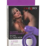 Silicone Rechargeable Dual Climaxer Cock Ring - Purple