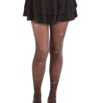 Leg Avenue Spandex Lurex Rhinestone Tights - OS - Black/Silver