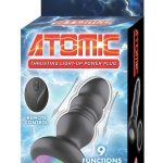 Atomic Thrusting Light-Up Rechargeable Silicone Power Plug with Remote Control - Black