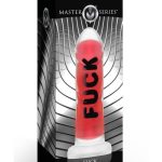 Master Series FUCK Silicone Dildo - Red/Black/Clear