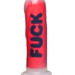 Master Series FUCK Silicone Dildo - Red/Black/Clear